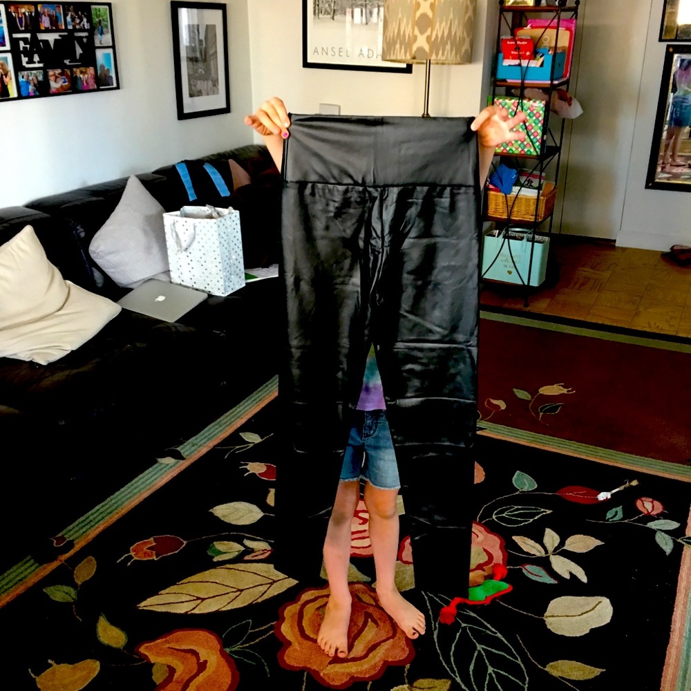 Faux leather leggings.